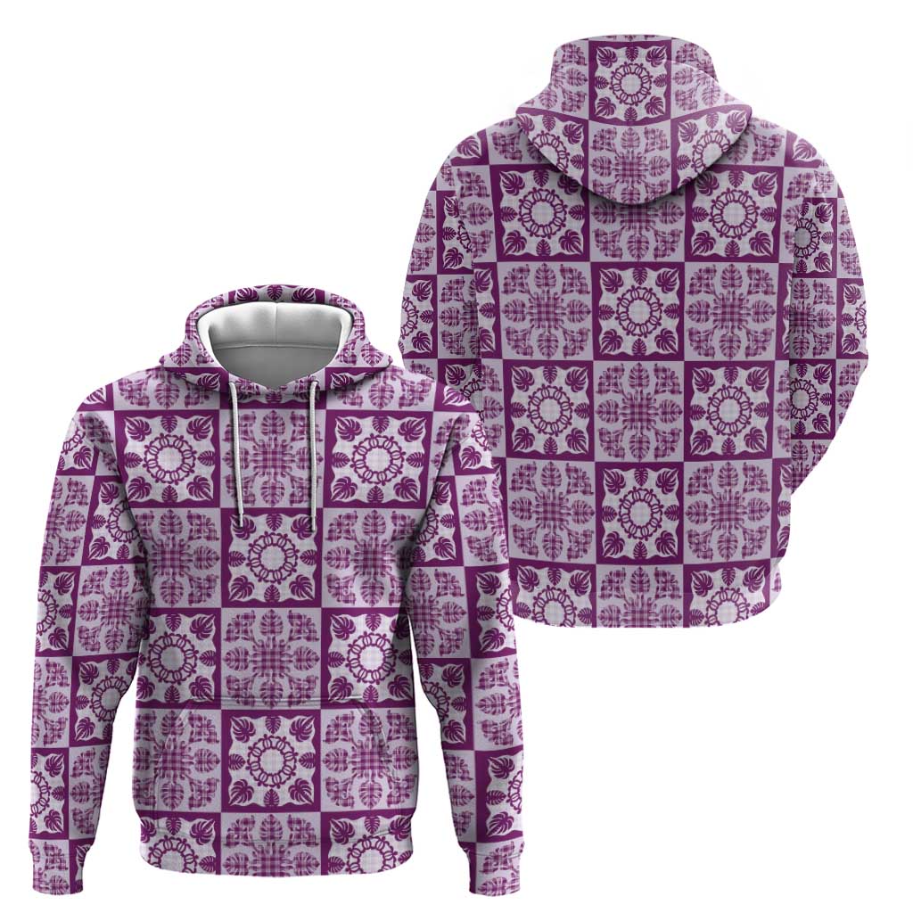 Poni Palaka Quilt Hawaii Hoodie Hawaiian Tropical Monstera Sea Turtle LT14 - Polynesian Pride