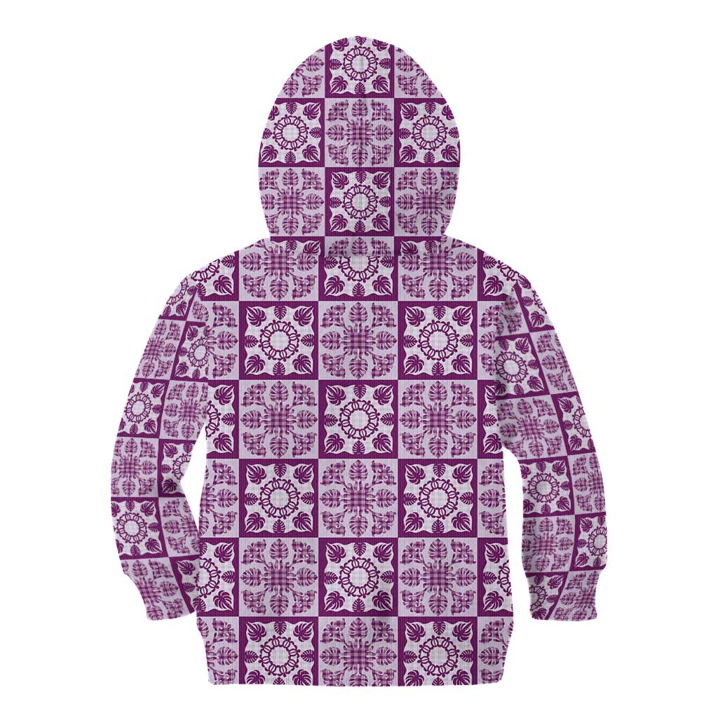 Poni Palaka Quilt Hawaii Kid Hoodie Hawaiian Tropical Monstera Sea Turtle LT14 - Polynesian Pride