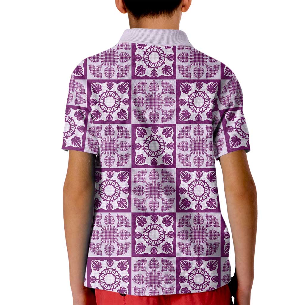 Poni Palaka Quilt Hawaii Kid Polo Shirt Hawaiian Tropical Monstera Sea Turtle LT14 - Polynesian Pride