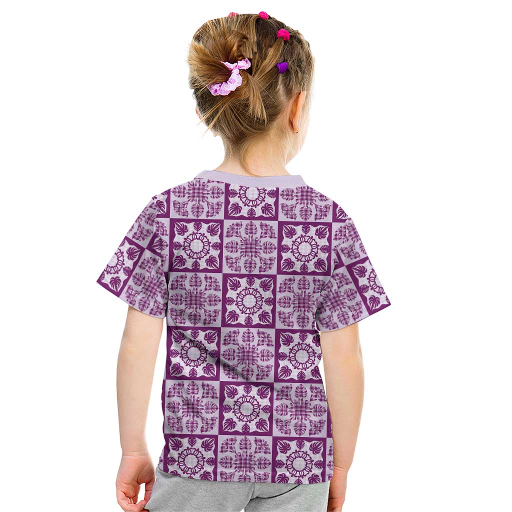 Poni Palaka Quilt Hawaii Kid T Shirt Hawaiian Tropical Monstera Sea Turtle LT14 - Polynesian Pride