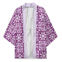 Poni Palaka Quilt Hawaii Kimono Hawaiian Tropical Monstera Sea Turtle LT14 Unisex Purple - Polynesian Pride