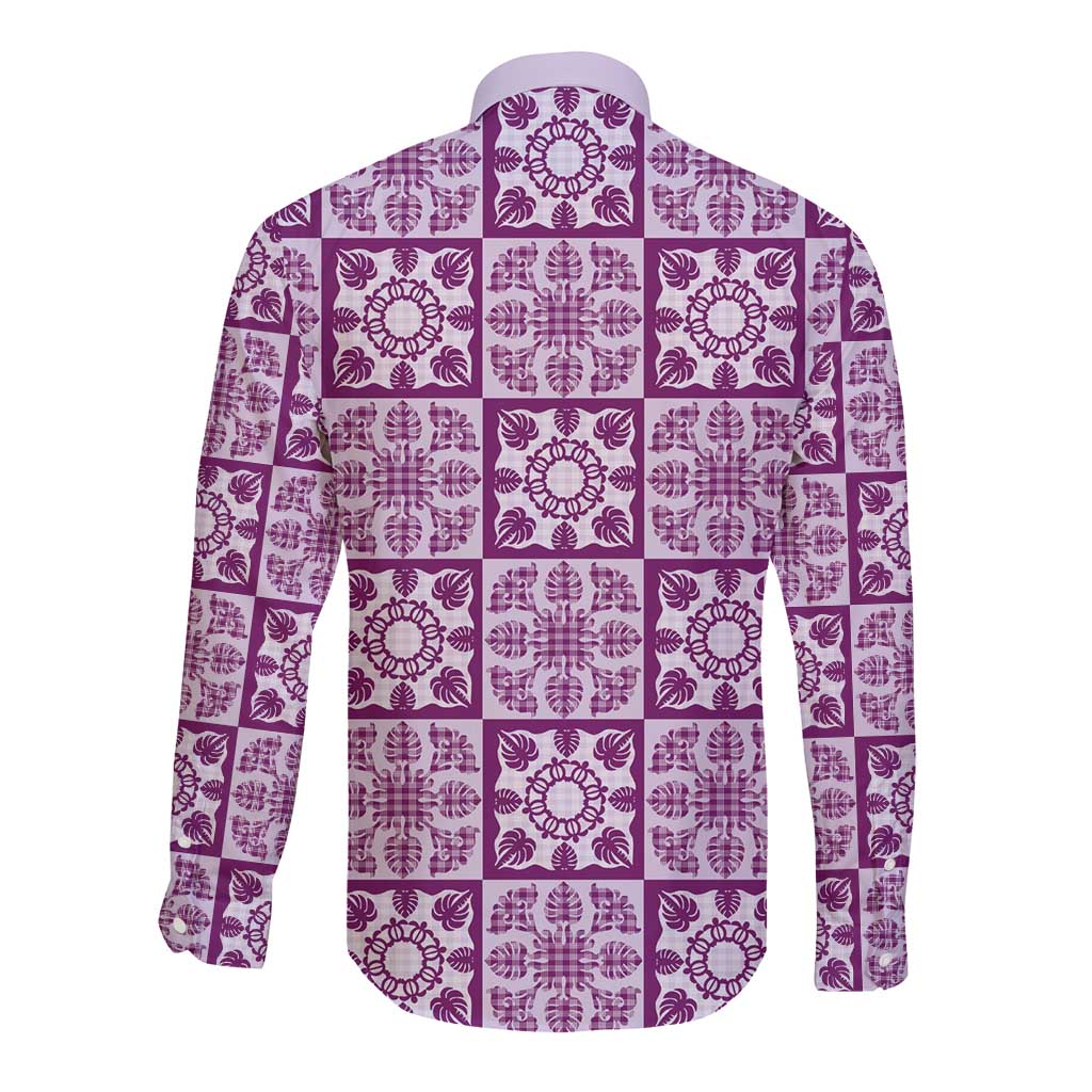 Poni Palaka Quilt Hawaii Long Sleeve Button Shirt Hawaiian Tropical Monstera Sea Turtle LT14 - Polynesian Pride