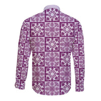Poni Palaka Quilt Hawaii Long Sleeve Button Shirt Hawaiian Tropical Monstera Sea Turtle LT14 - Polynesian Pride