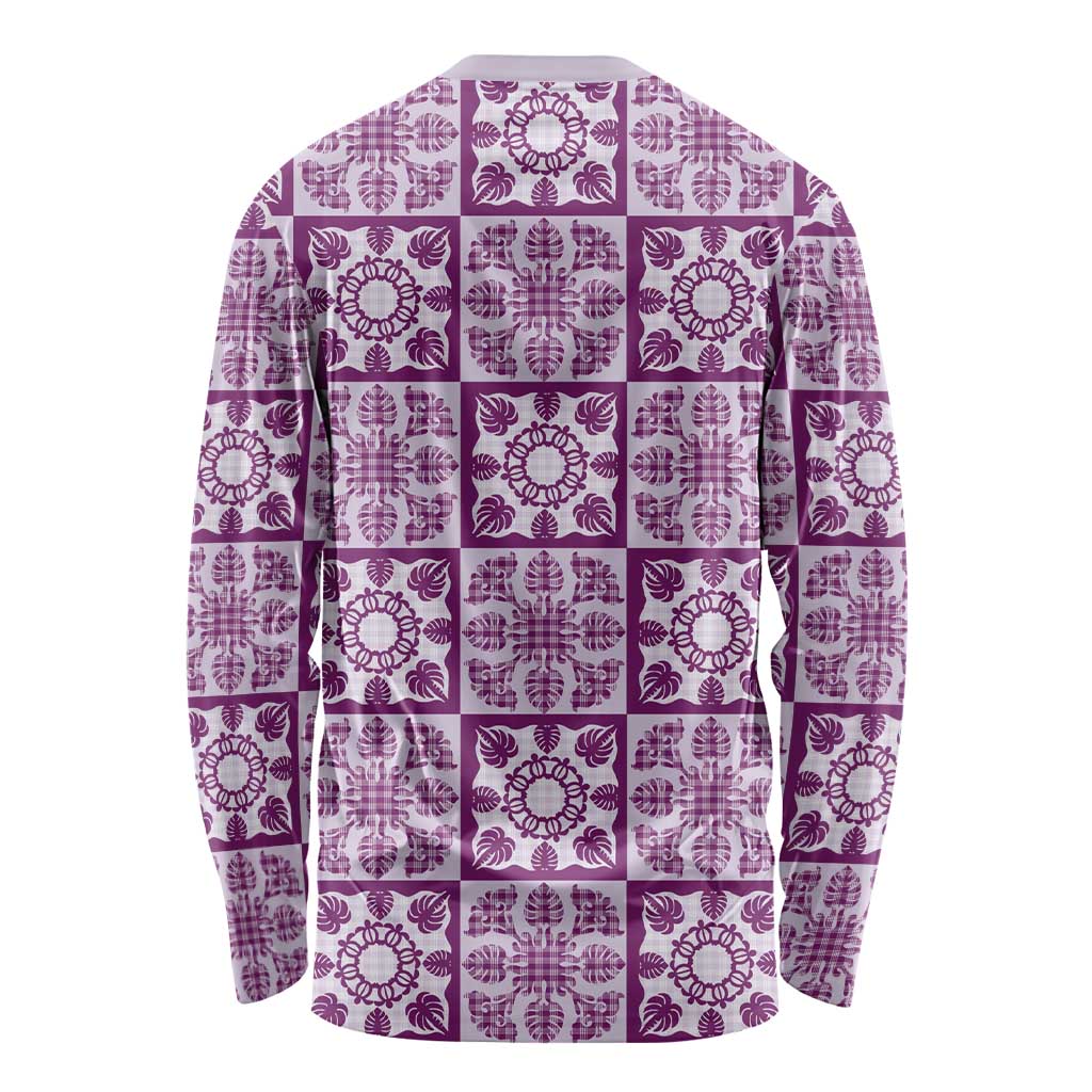 Poni Palaka Quilt Hawaii Long Sleeve Shirt Hawaiian Tropical Monstera Sea Turtle LT14 - Polynesian Pride