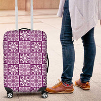 Poni Palaka Quilt Hawaii Luggage Cover Hawaiian Tropical Monstera Sea Turtle LT14 Purple - Polynesian Pride