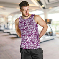 Poni Palaka Quilt Hawaii Men Tank Top Hawaiian Tropical Monstera Sea Turtle LT14 Purple - Polynesian Pride
