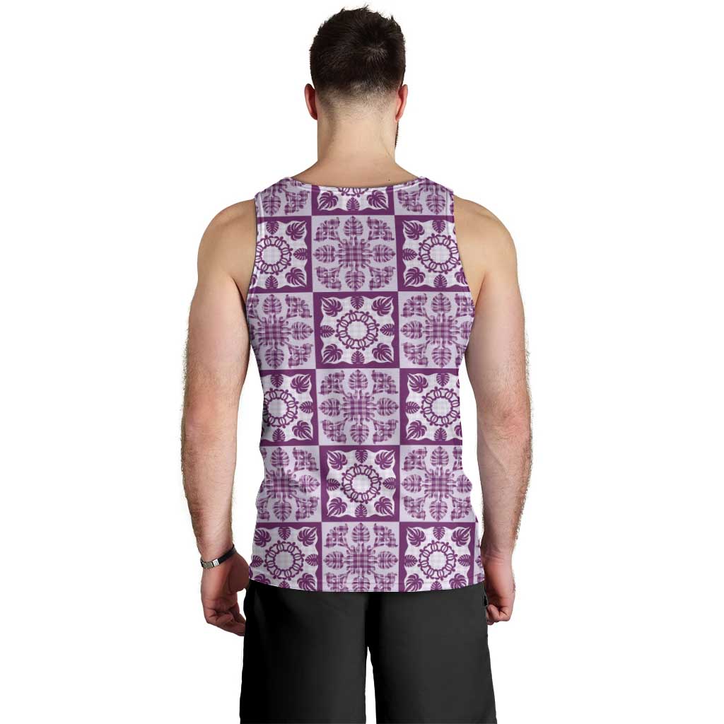 Poni Palaka Quilt Hawaii Men Tank Top Hawaiian Tropical Monstera Sea Turtle LT14 - Polynesian Pride