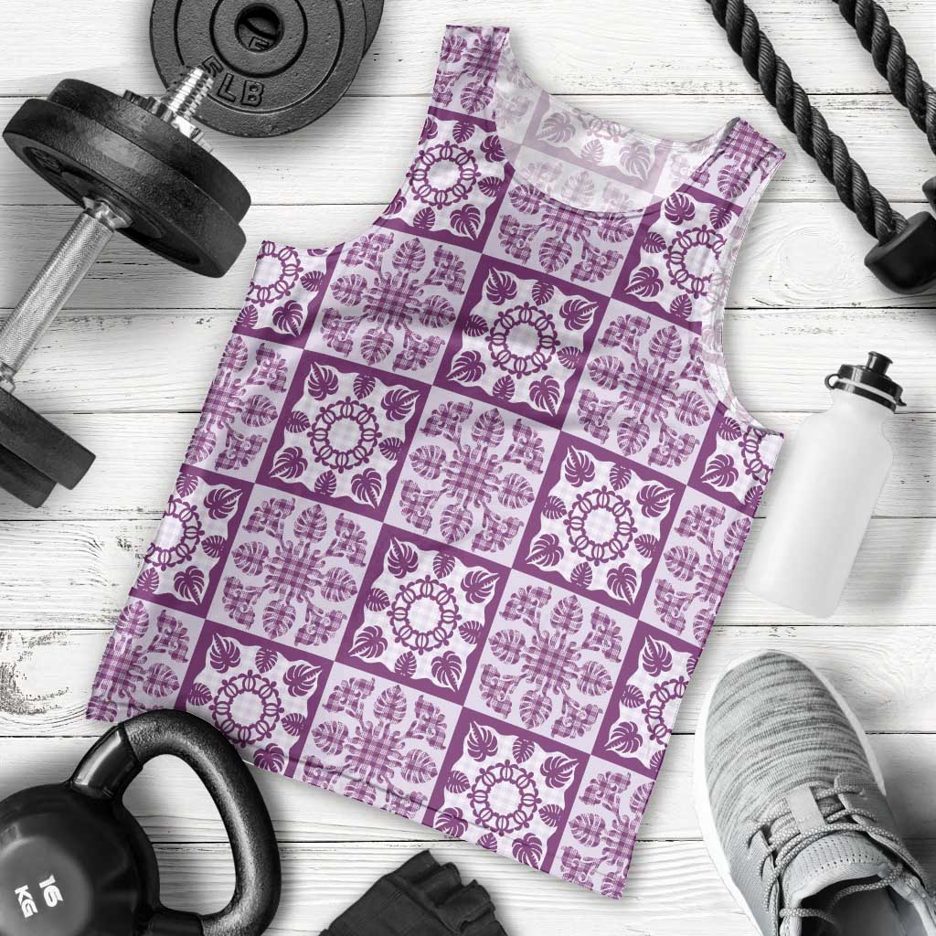 Poni Palaka Quilt Hawaii Men Tank Top Hawaiian Tropical Monstera Sea Turtle LT14 - Polynesian Pride