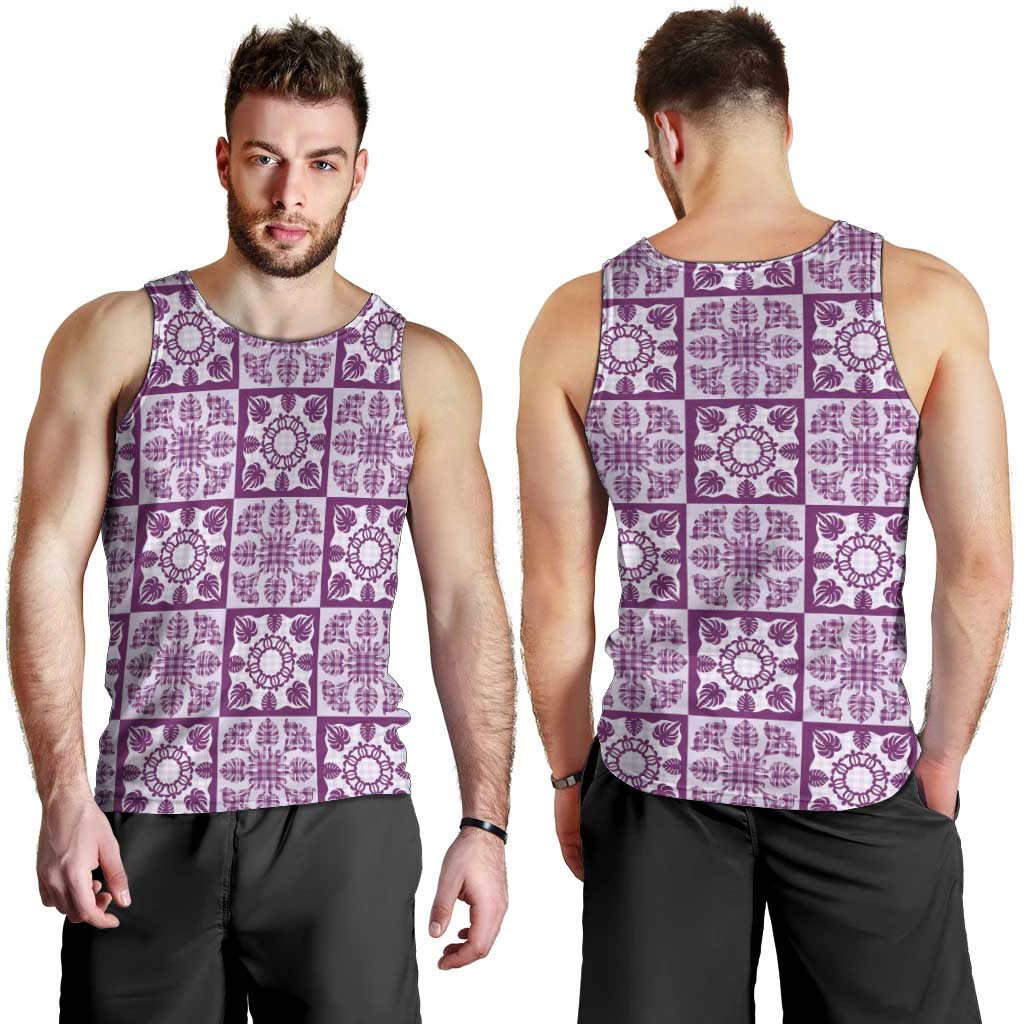 Poni Palaka Quilt Hawaii Men Tank Top Hawaiian Tropical Monstera Sea Turtle LT14 - Polynesian Pride