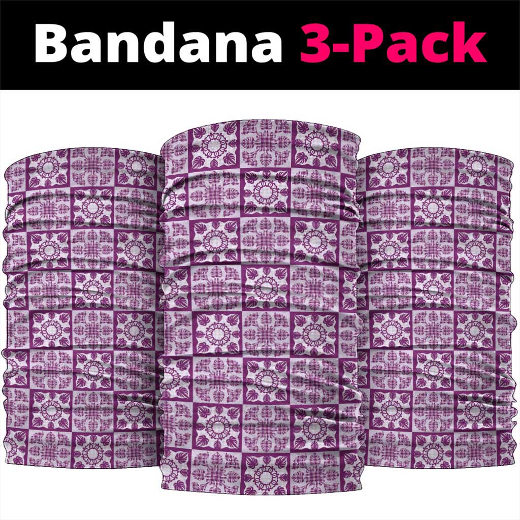 Poni Palaka Quilt Hawaii Neck Gaiter Hawaiian Tropical Monstera Sea Turtle LT14 package One Size: 25*50cm Purple - Polynesian Pride