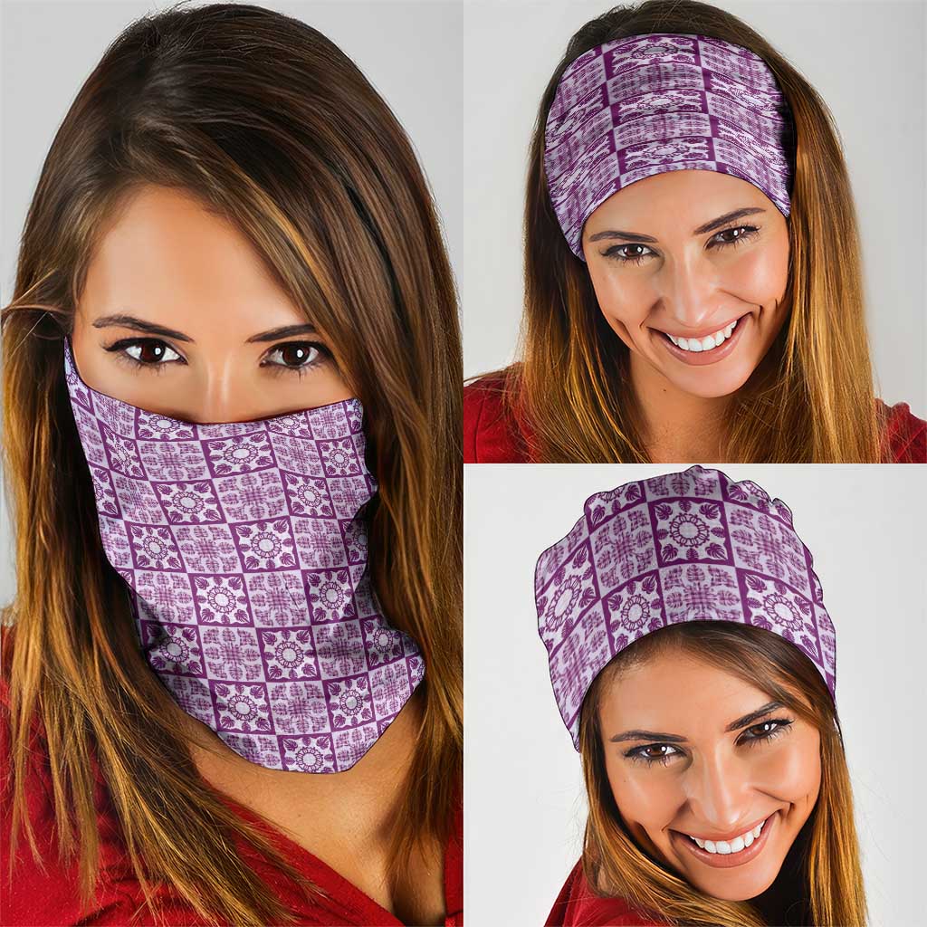 Poni Palaka Quilt Hawaii Neck Gaiter Hawaiian Tropical Monstera Sea Turtle LT14 - Polynesian Pride