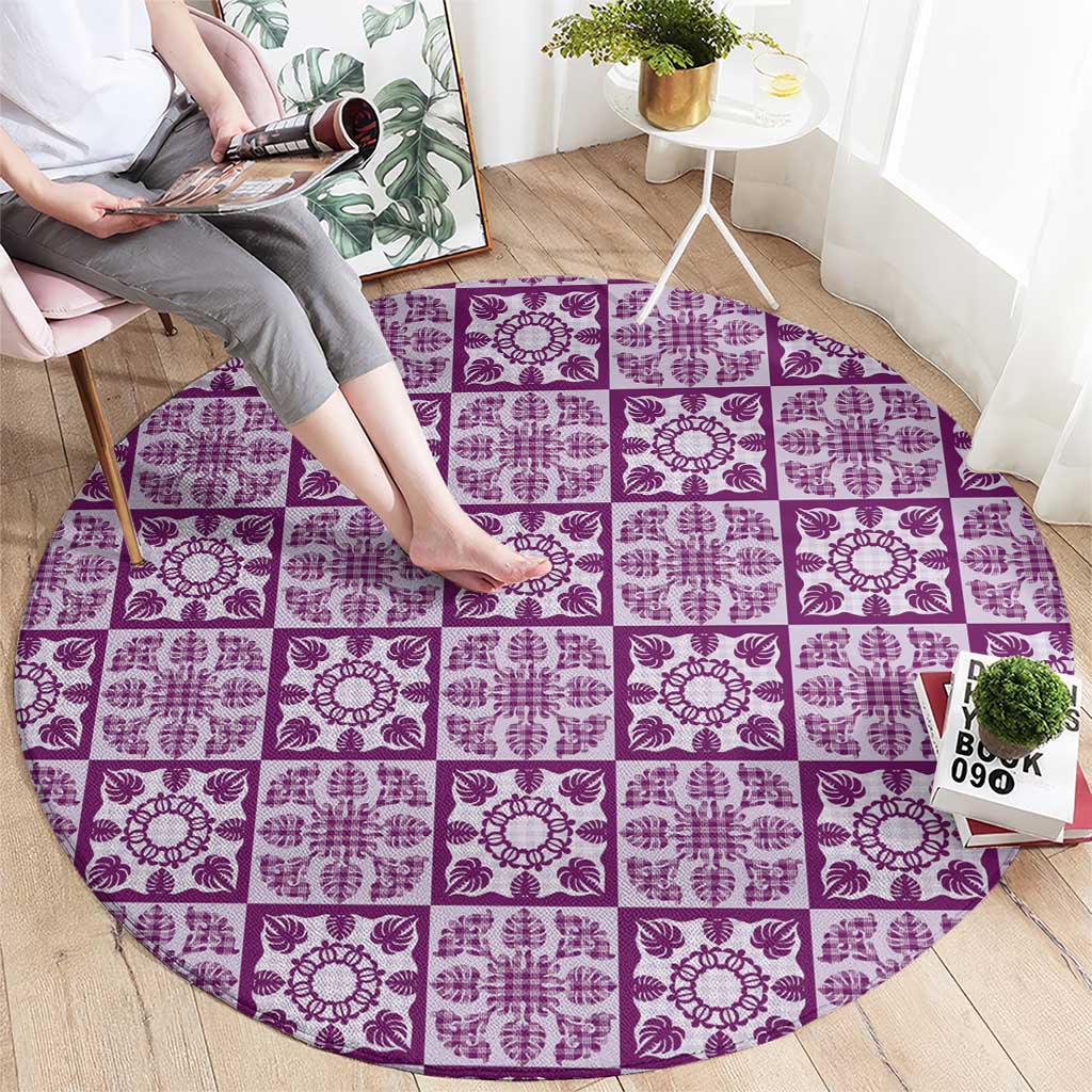 Poni Palaka Quilt Hawaii Round Carpet Hawaiian Tropical Monstera Sea Turtle LT14 - Polynesian Pride