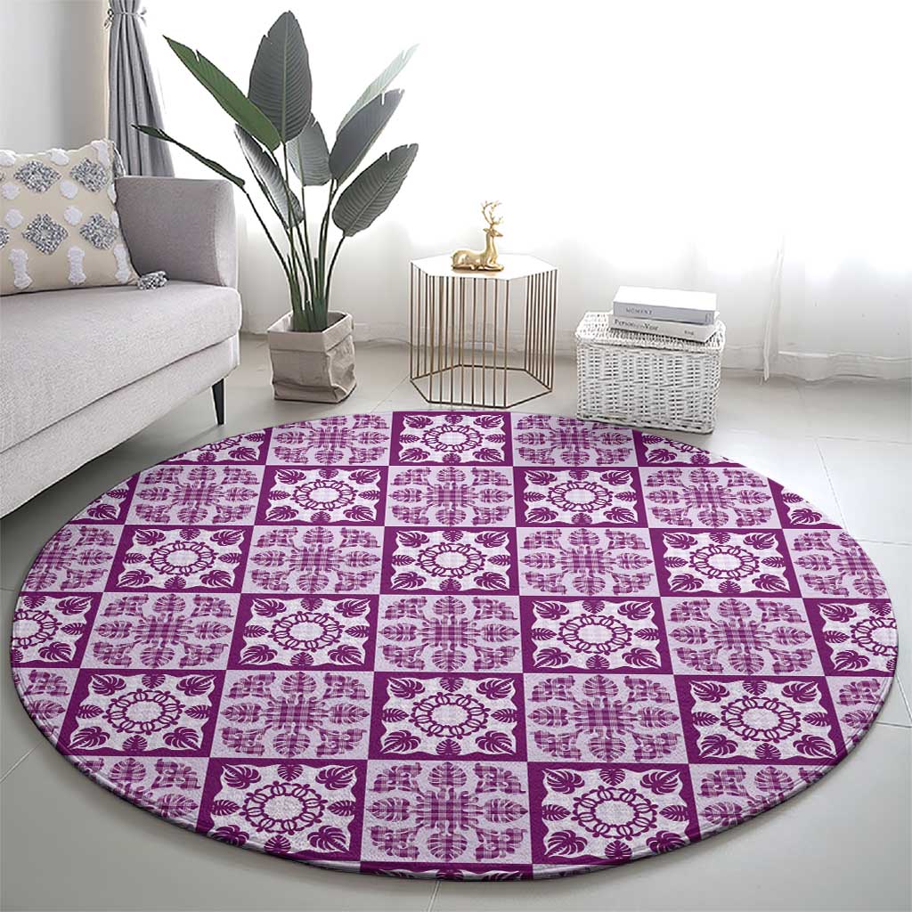 Poni Palaka Quilt Hawaii Round Carpet Hawaiian Tropical Monstera Sea Turtle LT14 - Polynesian Pride