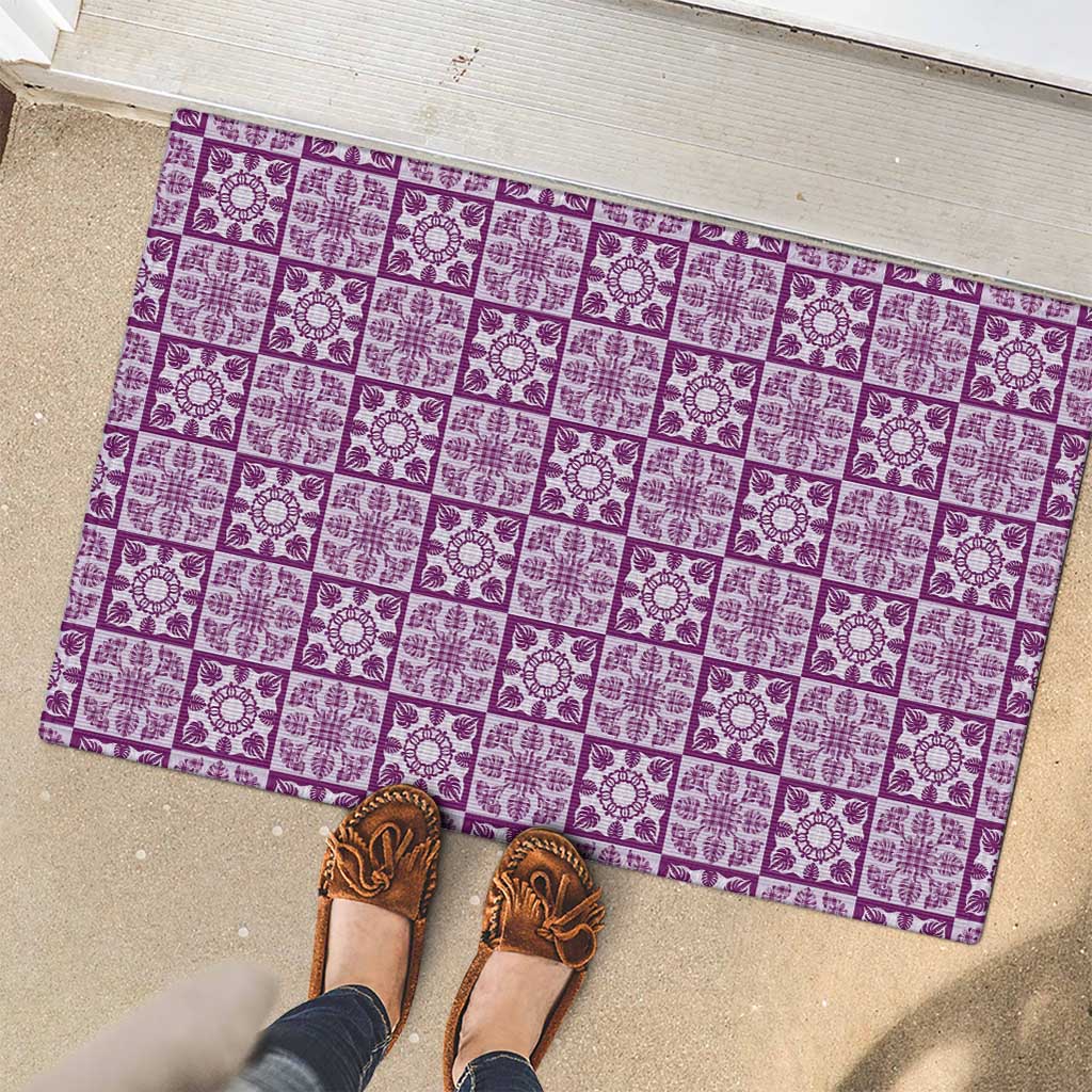 Poni Palaka Quilt Hawaii Rubber Doormat Hawaiian Tropical Monstera Sea Turtle LT14 - Polynesian Pride