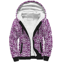 Poni Palaka Quilt Hawaii Sherpa Hoodie Hawaiian Tropical Monstera Sea Turtle LT14 Unisex Purple - Polynesian Pride
