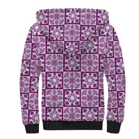 Poni Palaka Quilt Hawaii Sherpa Hoodie Hawaiian Tropical Monstera Sea Turtle LT14 - Polynesian Pride