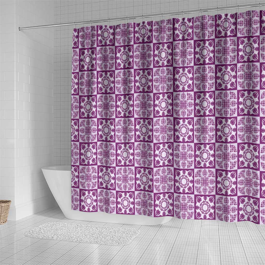 Poni Palaka Quilt Hawaii Shower Curtain Hawaiian Tropical Monstera Sea Turtle LT14 - Polynesian Pride