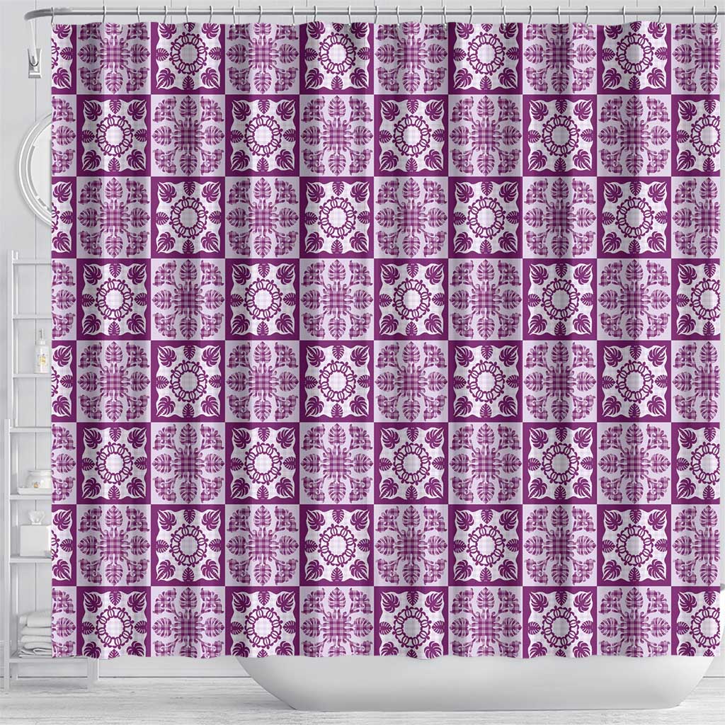 Poni Palaka Quilt Hawaii Shower Curtain Hawaiian Tropical Monstera Sea Turtle LT14 - Polynesian Pride