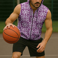 Poni Palaka Quilt Hawaii Sleeveless Zip Hoodie Hawaiian Tropical Monstera Sea Turtle LT14 - Polynesian Pride