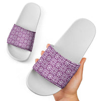 Poni Palaka Quilt Hawaii Slide Sandals Hawaiian Tropical Monstera Sea Turtle LT14 - Polynesian Pride
