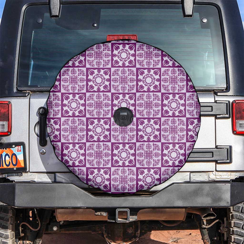 Poni Palaka Quilt Hawaii Spare Tire Cover Hawaiian Tropical Monstera Sea Turtle LT14 Purple - Polynesian Pride