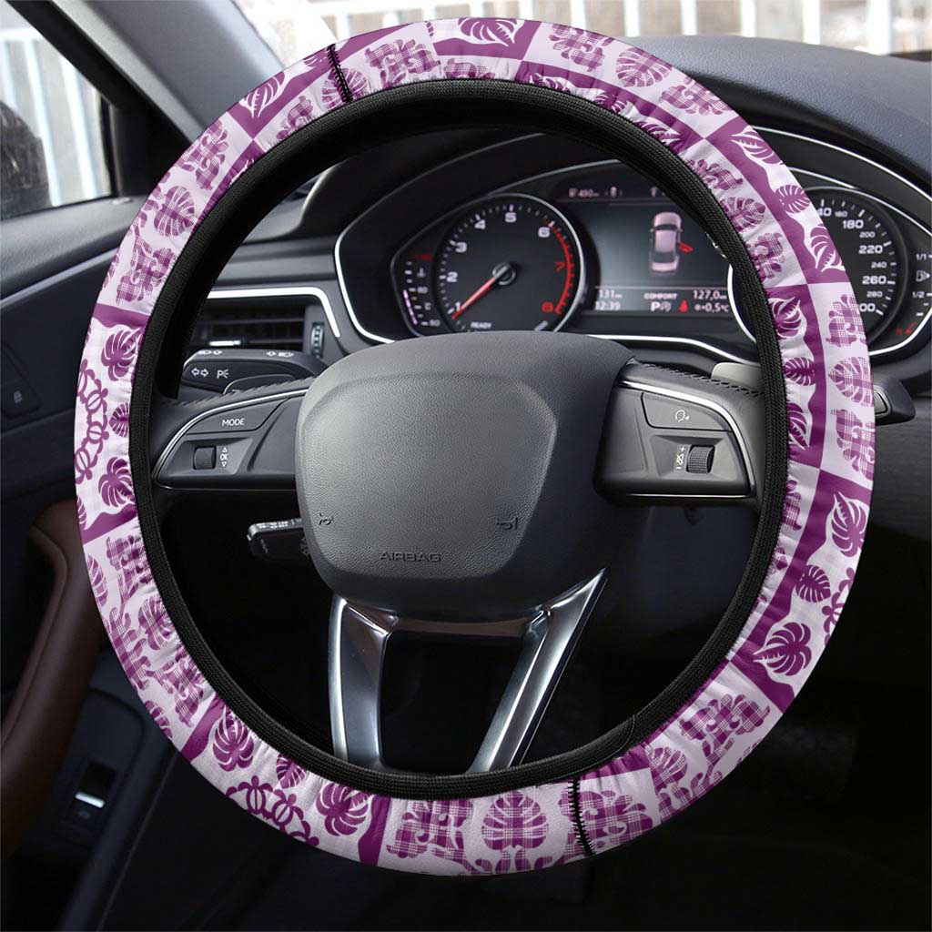 Poni Palaka Quilt Hawaii Steering Wheel Cover Hawaiian Tropical Monstera Sea Turtle LT14 - Polynesian Pride