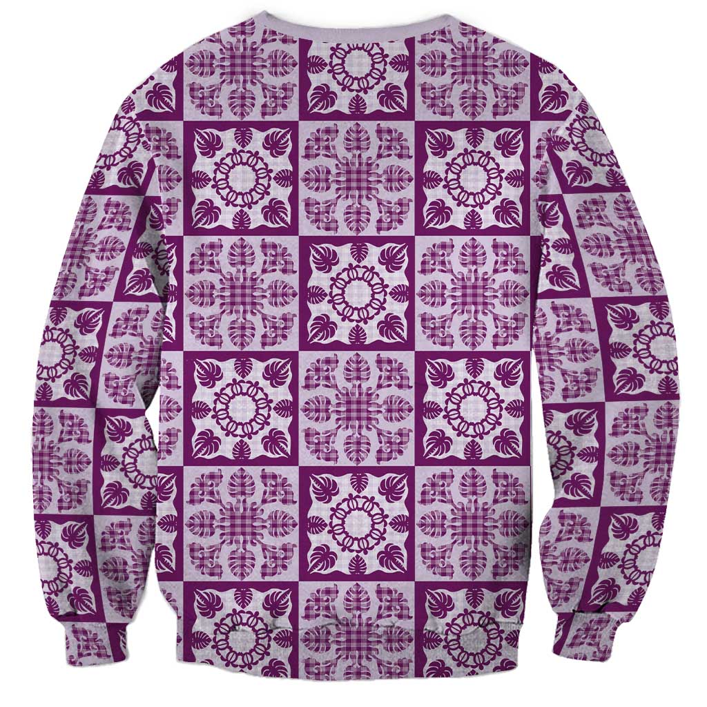 Poni Palaka Quilt Hawaii Sweatshirt Hawaiian Tropical Monstera Sea Turtle LT14 - Polynesian Pride