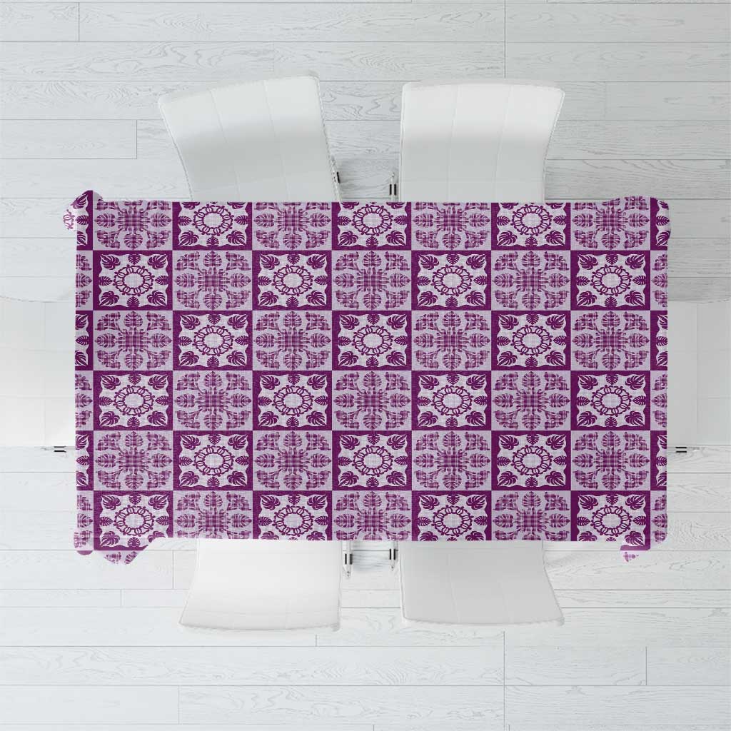 Poni Palaka Quilt Hawaii Tablecloth Hawaiian Tropical Monstera Sea Turtle LT14 Purple - Polynesian Pride