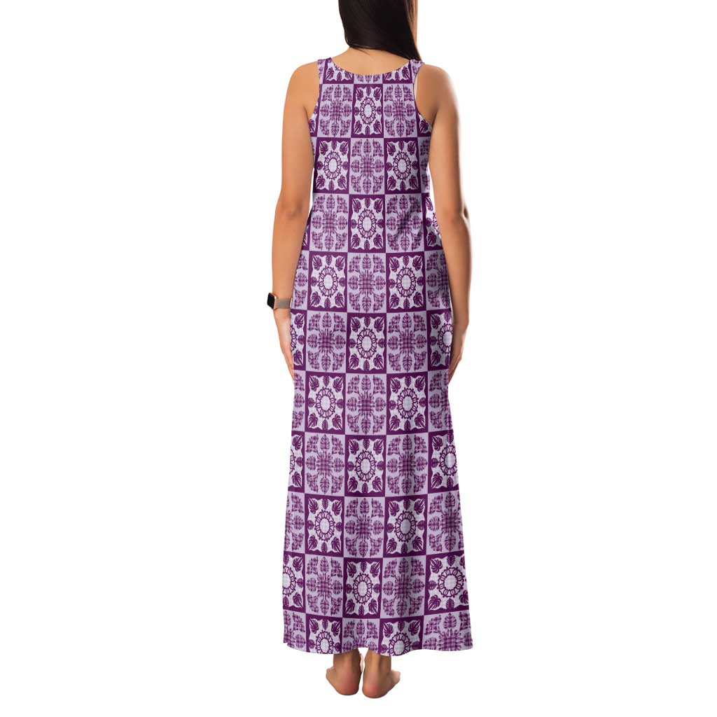 Poni Palaka Quilt Hawaii Tank Maxi Dress Hawaiian Tropical Monstera Sea Turtle LT14 - Polynesian Pride