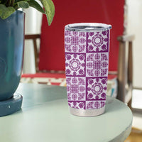 Poni Palaka Quilt Hawaii Tumbler Cup Hawaiian Tropical Monstera Sea Turtle LT14 - Polynesian Pride