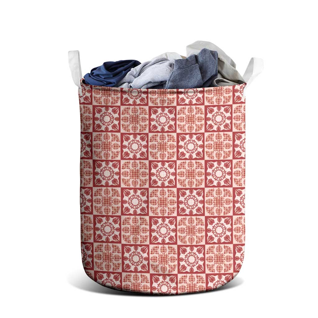 Ulaula Palaka Quilt Hawaii Laundry Basket Hawaiian Tropical Monstera Sea Turtle LT14 - Polynesian Pride