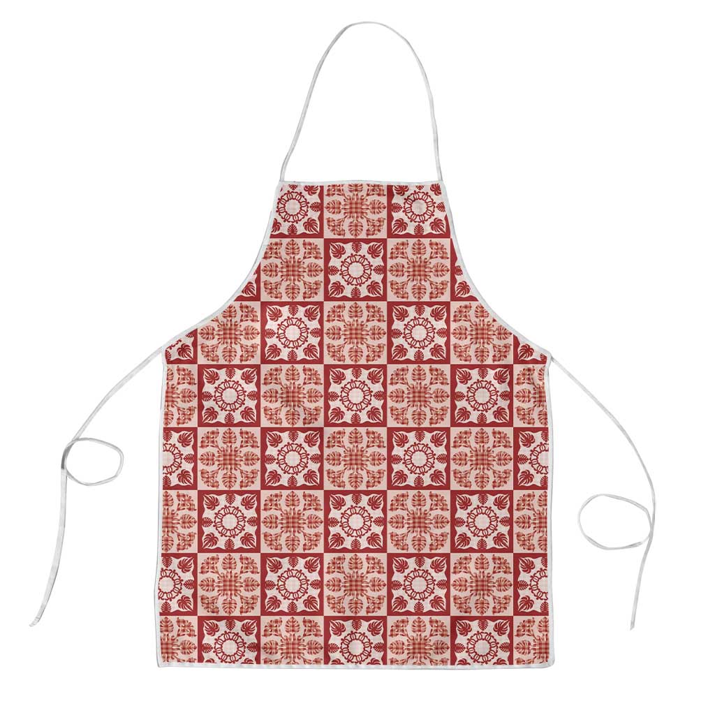 Ulaula Palaka Quilt Hawaii Apron Hawaiian Tropical Monstera Sea Turtle LT14 Red - Polynesian Pride