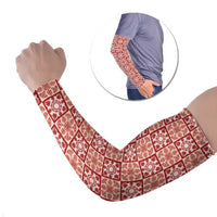 Ulaula Palaka Quilt Hawaii Arm Sleeves Hawaiian Tropical Monstera Sea Turtle LT14 Set of 2 Red - Polynesian Pride
