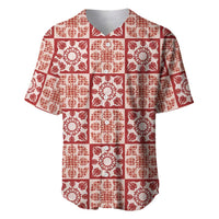 Ulaula Palaka Quilt Hawaii Baseball Jersey Hawaiian Tropical Monstera Sea Turtle LT14 Red - Polynesian Pride