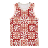 Ulaula Palaka Quilt Hawaii Basketball Jersey Hawaiian Tropical Monstera Sea Turtle LT14 Unisex Red - Polynesian Pride