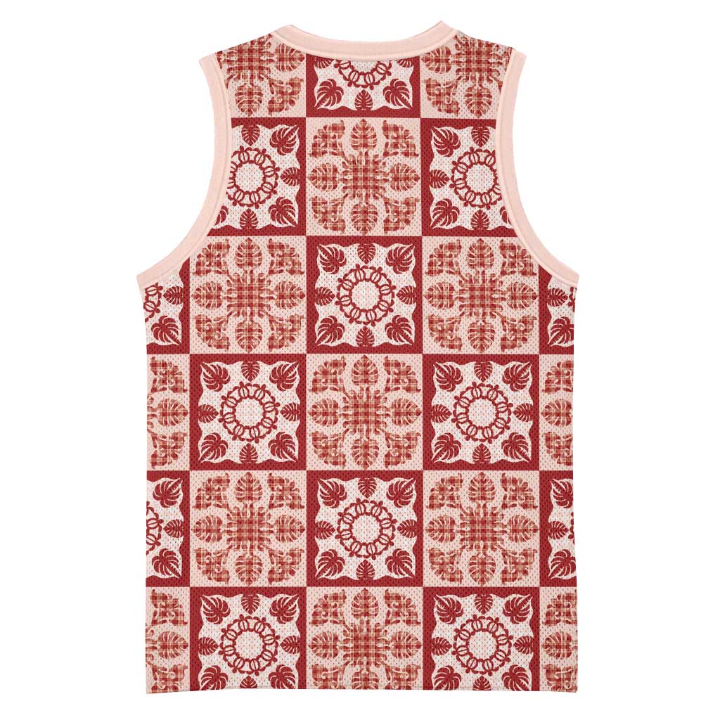 Ulaula Palaka Quilt Hawaii Basketball Jersey Hawaiian Tropical Monstera Sea Turtle LT14 - Polynesian Pride