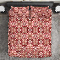 Ulaula Palaka Quilt Hawaii Bedding Set Hawaiian Tropical Monstera Sea Turtle LT14 Red - Polynesian Pride