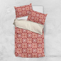 Ulaula Palaka Quilt Hawaii Bedding Set Hawaiian Tropical Monstera Sea Turtle LT14 US Twin 172cm x 218cm Red - Polynesian Pride