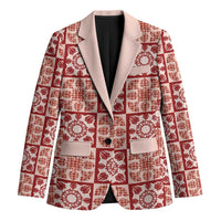 Ulaula Palaka Quilt Hawaii Blazer Hawaiian Tropical Monstera Sea Turtle LT14 Unisex Red - Polynesian Pride