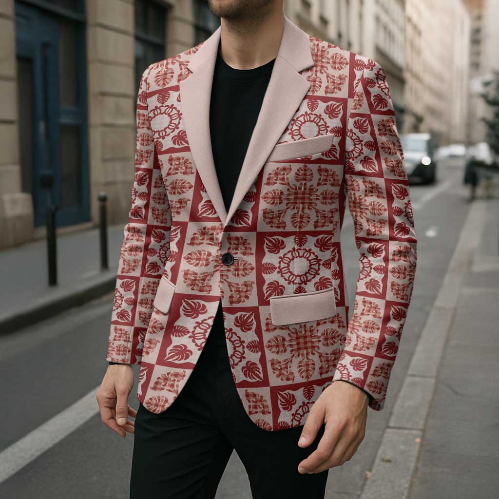 Ulaula Palaka Quilt Hawaii Blazer Hawaiian Tropical Monstera Sea Turtle LT14 - Polynesian Pride