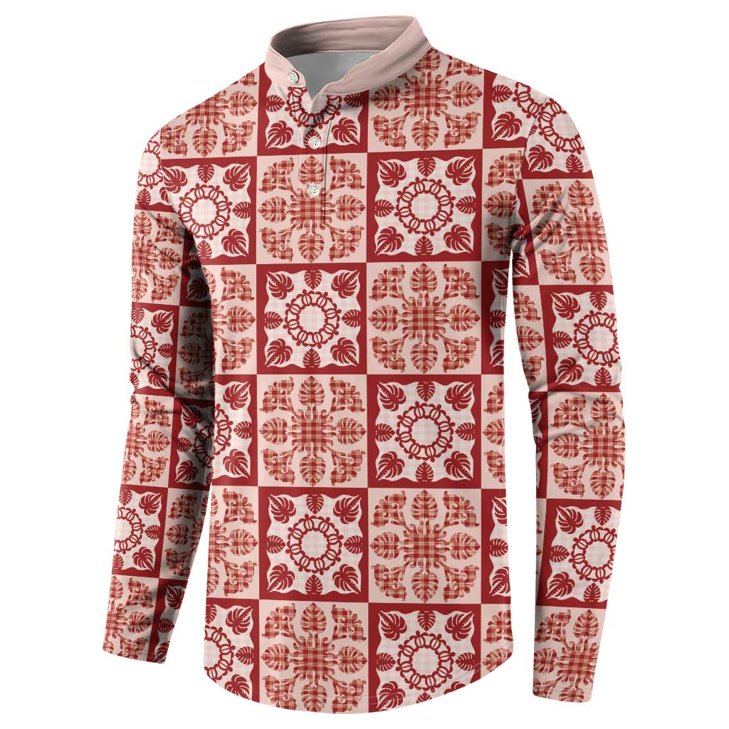Ulaula Palaka Quilt Hawaii Button Sweatshirt Hawaiian Tropical Monstera Sea Turtle LT14 - Polynesian Pride