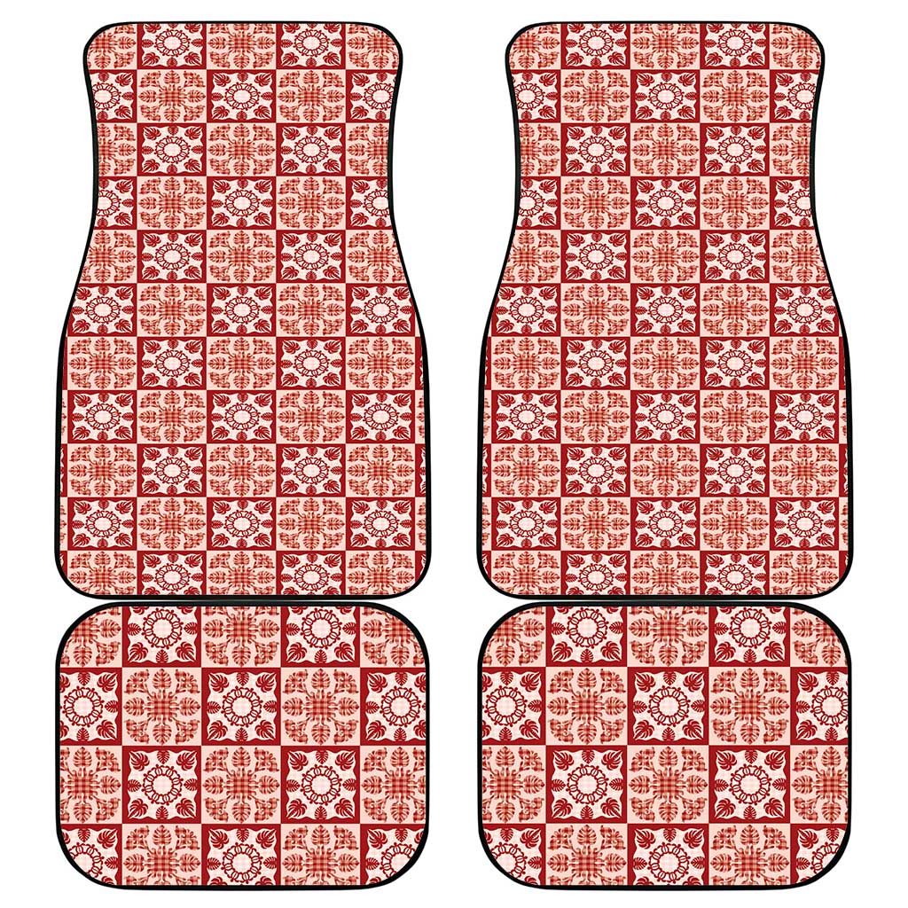 Ulaula Palaka Quilt Hawaii Car Mats Hawaiian Tropical Monstera Sea Turtle LT14 - Polynesian Pride