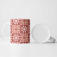 Ulaula Palaka Quilt Hawaii Ceramic Mug Hawaiian Tropical Monstera Sea Turtle LT14 - Polynesian Pride