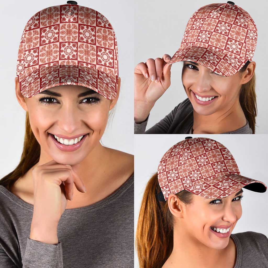 Ulaula Palaka Quilt Hawaii Classic Cap Hawaiian Tropical Monstera Sea Turtle LT14 - Polynesian Pride