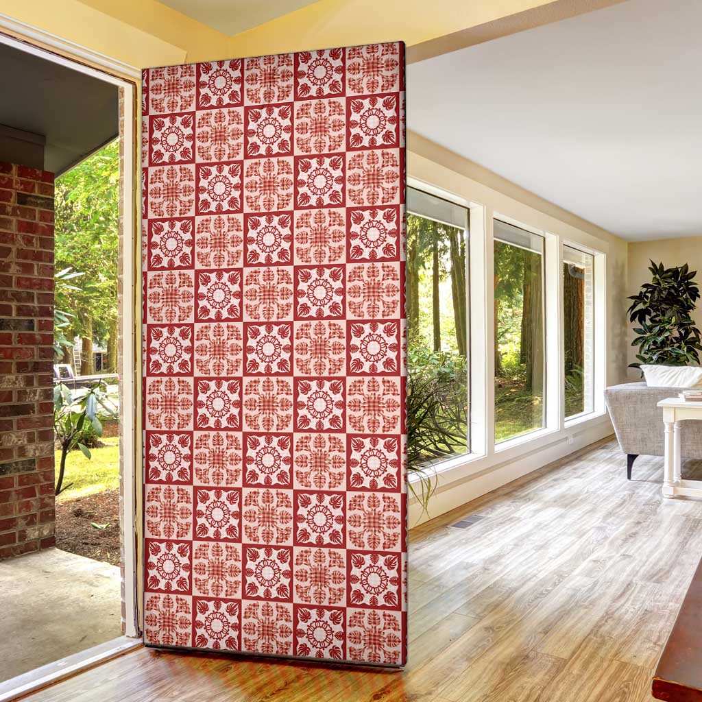 Ulaula Palaka Quilt Hawaii Door Cover Hawaiian Tropical Monstera Sea Turtle LT14 - Polynesian Pride