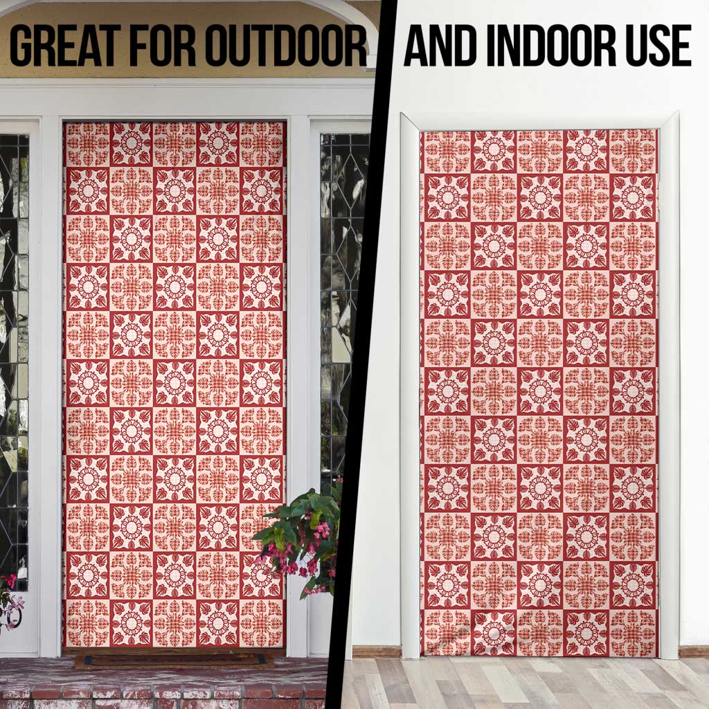 Ulaula Palaka Quilt Hawaii Door Cover Hawaiian Tropical Monstera Sea Turtle LT14 - Polynesian Pride