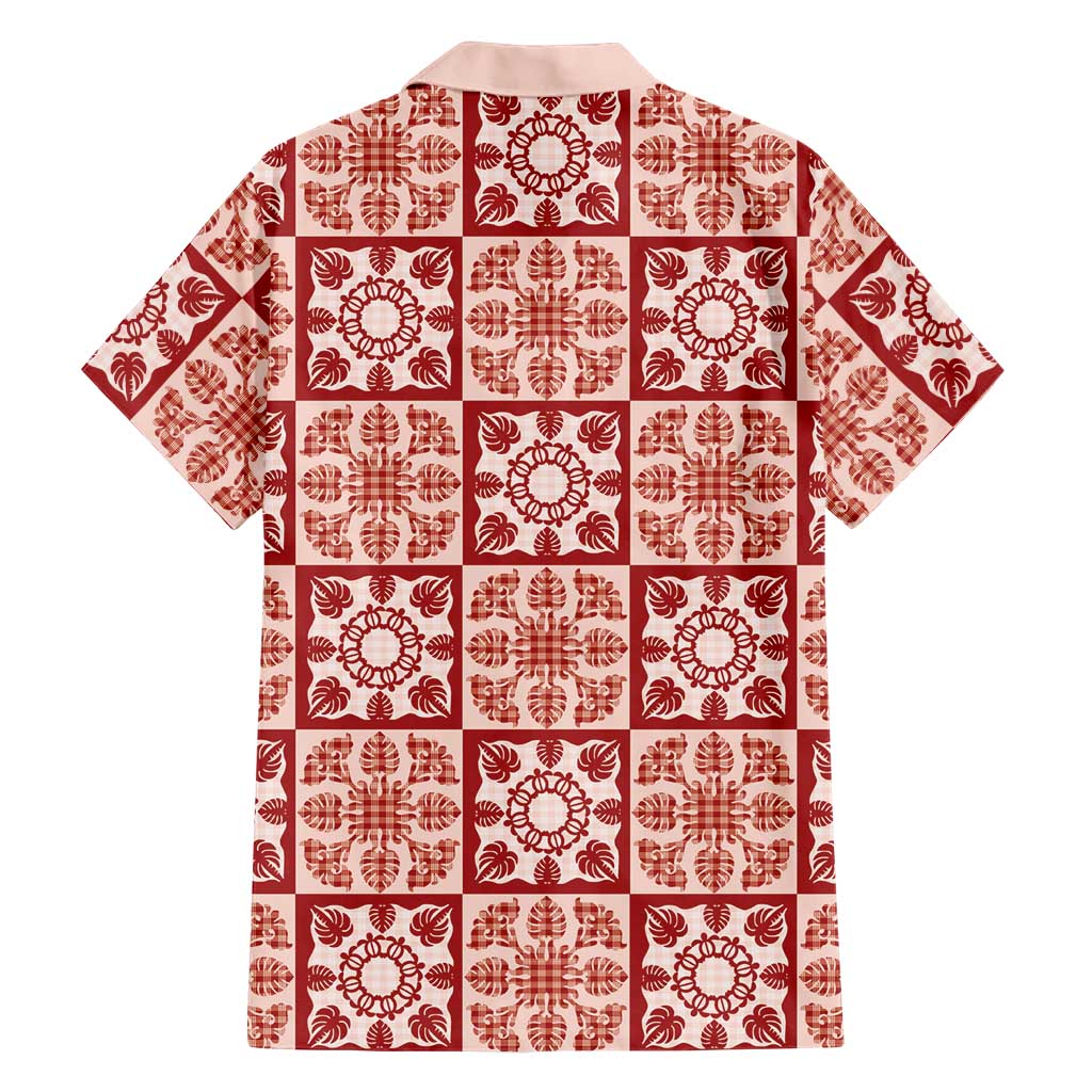 Ulaula Palaka Quilt Hawaii Family Matching Off Shoulder Short Dress and Hawaiian Shirt Hawaiian Tropical Monstera Sea Turtle