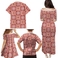 Ulaula Palaka Quilt Hawaii Family Matching Puletasi and Hawaiian Shirt Hawaiian Tropical Monstera Sea Turtle
