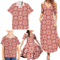 Ulaula Palaka Quilt Hawaii Family Matching Summer Maxi Dress and Hawaiian Shirt Hawaiian Tropical Monstera Sea Turtle