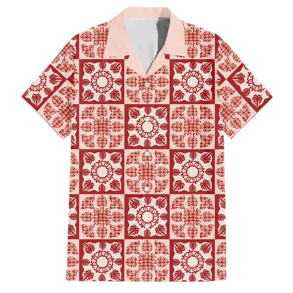 Ulaula Palaka Quilt Hawaii Family Matching Tank Maxi Dress and Hawaiian Shirt Hawaiian Tropical Monstera Sea Turtle